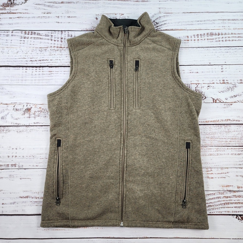 Kuhl Interceptr Full Zip Fleece Vest Mens L Alfpaca Gold Outdoor Brown 3186